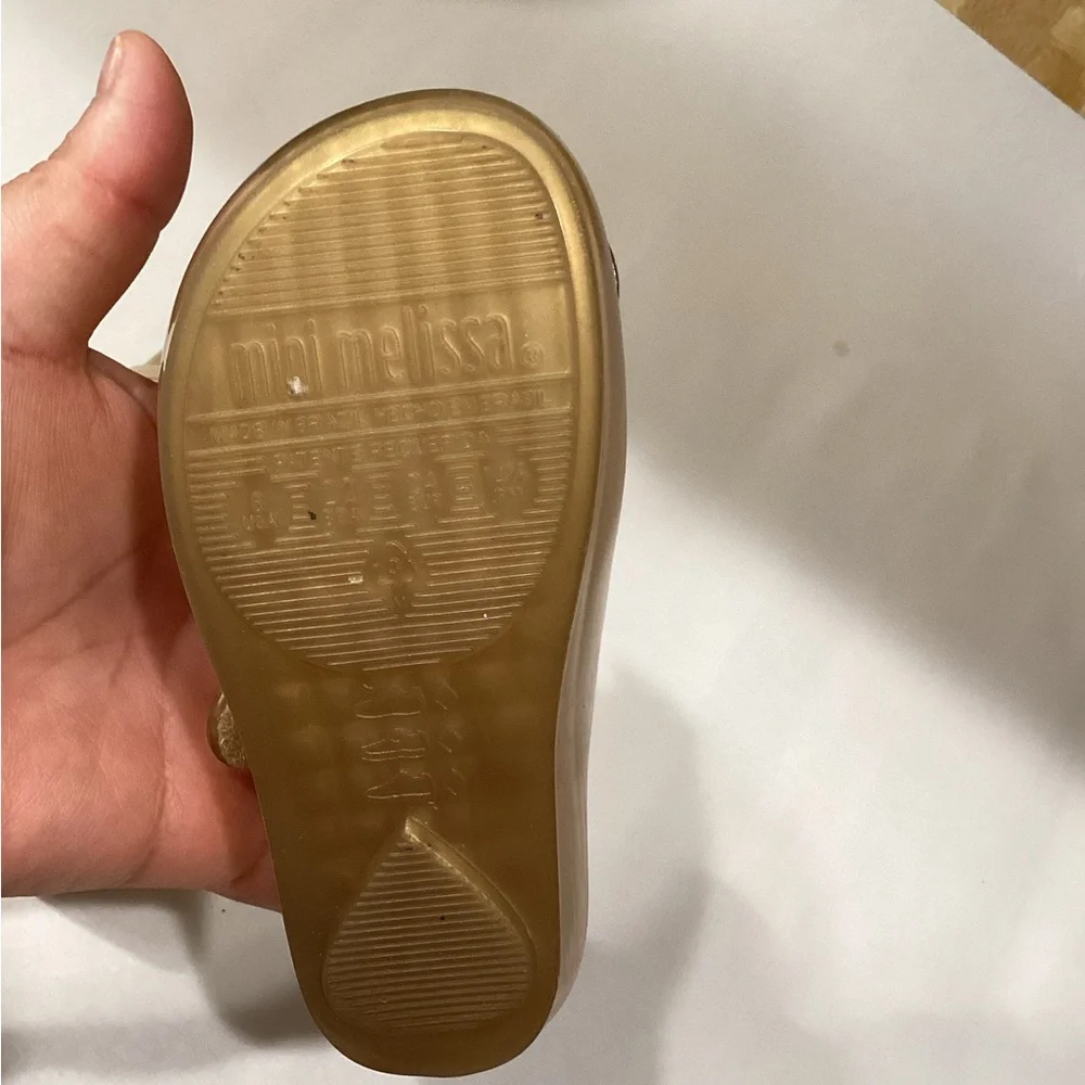 Mini Melissa Barbie Gold Heart Dress Shoes